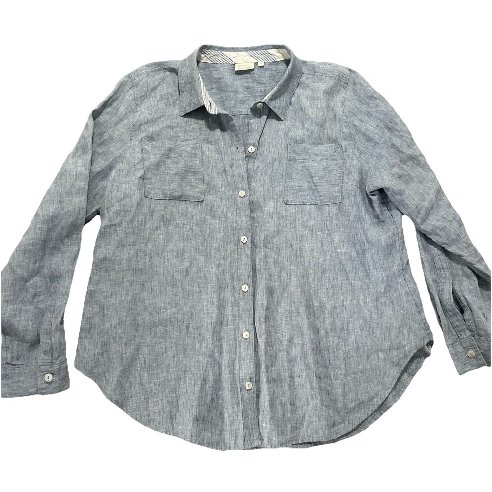Spartina 449 Women's‎ XL 100% Linen Light Blue Button Up Shirt